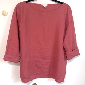 Eileen Fisher ✧ Mauve Linen Lagenlook Top